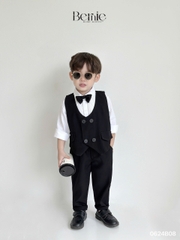 Set bộ vest gile công tử dài bé trai kèm nơ màu đen thôi nôi sinh nhật 1 đến 7 tuổi Bernie 0624B08