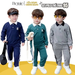 Set bộ thun dài tay raplang cotton da cá họa tiết in chữ thể thao cho bé trai 1 đến 7 tuổi BERNIE 0424B27