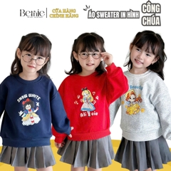 Áo sweater tay dài họa tiết in hình công chúa dễ thương cho bé gái 1 đến 7 tuổi BERNIE 0624A40