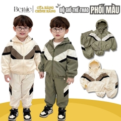 Set bộ gió dài tay thể thao sơ mi phối màu phong cách hàn quốc cho bé trai size 1 đến 7 tuổi BERNIE 0624B26
