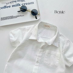 Áo sơ mi trắng bé trai ngắn tay BERNIE bé 9 đến 24kg đi học, đi chơi, đi tiệc Cotton