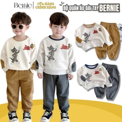 Set bộ thun dài tay thu đông chất nỉ da cá cho bé trai họa tiết mèo và chuột 1 đến 7 tuổi BERNIE 0924B56