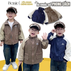 Áo khoác gió 2 lớp unisex cho bé trai bé gái phong cách Hàn quốc size 1 đến 7 tuổi BERNIE 0624A27
