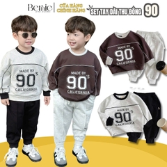 Set Bộ thun quần áo dài tay thu đông cho bé trai phong cách thể thao in số 90 BERNIE 1 đến 7 tuổi T1024B02