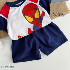 Set bộ thun ngắn cho bé trai in hình siêu nhân áo thun zaclang và quần short 1 đến 7 tuổi BERNIE 1123B025