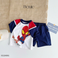 Set bộ thun ngắn cho bé trai in hình siêu nhân áo thun zaclang và quần short 1 đến 7 tuổi BERNIE 1123B025