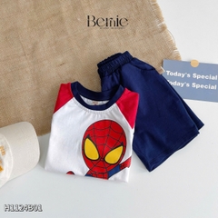Set bộ thun ngắn cho bé trai in hình siêu nhân áo thun zaclang và quần short 1 đến 7 tuổi BERNIE 1123B025