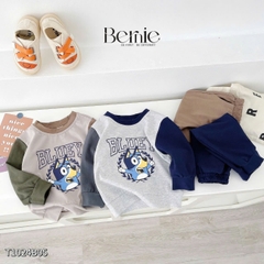 Set bộ tay dài thể thao raplang chất thun cotton chiều họa tiết in chữ 2 mặt cho bé trai, bé gái size 1 đến 7 tuổi BERNIE T1024B05