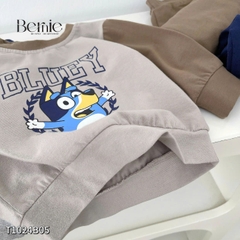 Set bộ tay dài thể thao raplang chất thun cotton chiều họa tiết in chữ 2 mặt cho bé trai, bé gái size 1 đến 7 tuổi BERNIE T1024B05