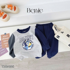 Set bộ tay dài thể thao raplang chất thun cotton chiều họa tiết in chữ 2 mặt cho bé trai, bé gái size 1 đến 7 tuổi BERNIE T1024B05