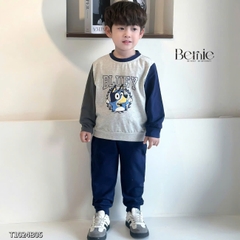 Set bộ tay dài thể thao raplang chất thun cotton chiều họa tiết in chữ 2 mặt cho bé trai, bé gái size 1 đến 7 tuổi BERNIE T1024B05