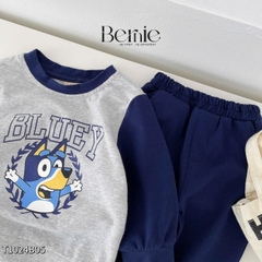 Set bộ tay dài thể thao raplang chất thun cotton chiều họa tiết in chữ 2 mặt cho bé trai, bé gái size 1 đến 7 tuổi BERNIE T1024B05