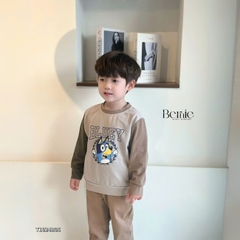 Set bộ tay dài thể thao raplang chất thun cotton chiều họa tiết in chữ 2 mặt cho bé trai, bé gái size 1 đến 7 tuổi BERNIE T1024B05