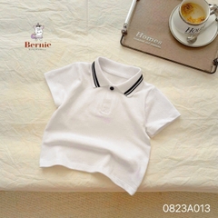 Áo thun polo cho bé trai unisex màu trắng đen xanh ghi 1 đến 7 tuổi BERNIE 0124A20