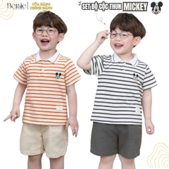 Set đồ đi chơi bé trai set bộ kẻ áo thun polo thêu ngực kèm quần kaki size 1 đến 7 tuổi BERNIE H1024B23