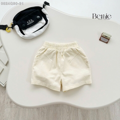 Quần sooc đùi linen kaki mềm bé trai bé gái unisex màu trắng nâu be BERNIE phong cách hàn quốc 7kg đến 30kg