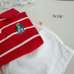 Bộ thun tay ngắn bộ polo sọc kèm quần short trắng bé trai phong cách Hàn quốc size 1 tới 7 tuổi BERNIE