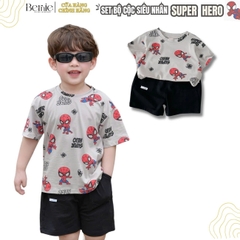 Set bộ siêu nhân Super hero tay ngắn cho bé trai kèm quần short size 9 tới 28kg  BERNIE H1124B40