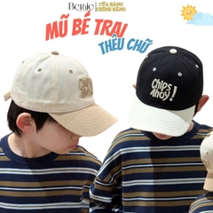 Mũ lưỡi trai unisex cho bé trai bé gái chất kaki thêu chữ nổi bật phong cách BERNIE 50-52cm bé 4 đến 6 tuổi 