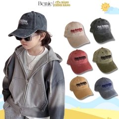 Mũ lưỡi trai jean thêu chữ nổi unisex cho bé trai bé gái phong cách Hàn quốc BERNIE 48-52cm cho bé 2 đến 6 tuổi
