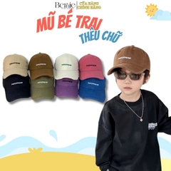 Mũ lưỡi trai kaki xước unisex cho bé trai bé gái thêu chữ phong cách Hàn quốc BERNIE 49-52cm cm bé 2 đến 6 tuổi 