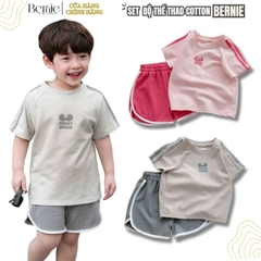 Set bộ tay ngắn kiểu dáng thể thao thun cotton cá sấu Disney cho bé trai bé gái size 1 đến 7 tuổi BERNIE H1124B11