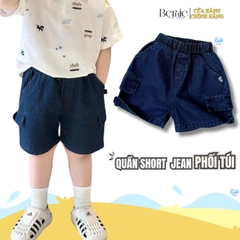 Quần short quần jean đùi phối nắp túi cho bé trai đi chơi đi học size 9 tới 30kg BERNIE T0225Q12