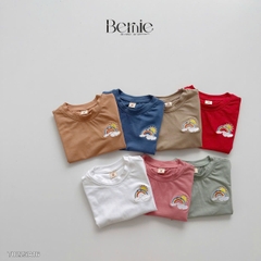 Áo thun tay ngắn unisex cho bé trai bé gái họa tiết thêu cầu vồng nhiều màu size 9 tới 25kg BERNIE T0225A16