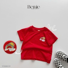 Áo thun tay ngắn unisex cho bé trai bé gái họa tiết thêu cầu vồng nhiều màu size 9 tới 25kg BERNIE T0225A16