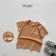 Áo thun tay ngắn unisex cho bé trai bé gái họa tiết thêu cầu vồng nhiều màu size 9 tới 25kg BERNIE T0225A16