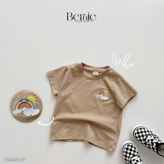 Áo thun tay ngắn unisex cho bé trai bé gái họa tiết thêu cầu vồng nhiều màu size 9 tới 25kg BERNIE T0225A16