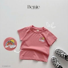 Áo thun tay ngắn unisex cho bé trai bé gái họa tiết thêu cầu vồng nhiều màu size 9 tới 25kg BERNIE T0225A16