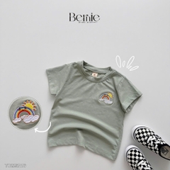 Áo thun tay ngắn unisex cho bé trai bé gái họa tiết thêu cầu vồng nhiều màu size 9 tới 25kg BERNIE T0225A16