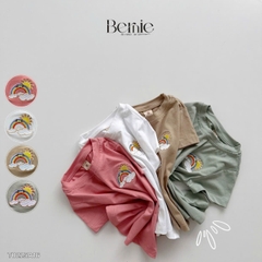 Áo thun tay ngắn unisex cho bé trai bé gái họa tiết thêu cầu vồng nhiều màu size 9 tới 25kg BERNIE T0225A16