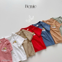 Áo thun tay ngắn unisex cho bé trai bé gái họa tiết thêu cầu vồng nhiều màu size 9 tới 25kg BERNIE T0225A16