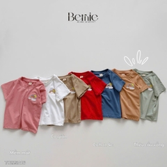 Áo thun tay ngắn unisex cho bé trai bé gái họa tiết thêu cầu vồng nhiều màu size 9 tới 25kg BERNIE T0225A16