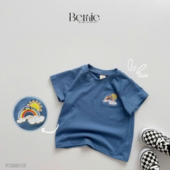 Áo thun tay ngắn unisex cho bé trai bé gái họa tiết thêu cầu vồng nhiều màu size 9 tới 25kg BERNIE T0225A16