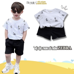 Set bộ tay ngắn họa tiết Zebra cho bé trai phong cách hàn quốc size 1 đến 7 tuổi BERNIE H0125B33