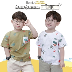 Áo thun cho bé trai tay ngắn phối túi ngực họa tiết khủng long size 9 tới 25kg BERNIE P0225A39