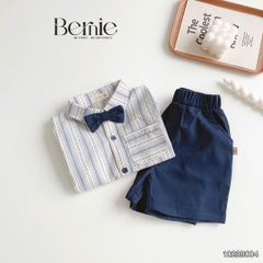 Set bộ quần áo set sơ mi ngắn tay công tử bé trai đính nơ rời mặc sinh nhật đi chơi đi tiệc 1 đến 7 tuổi BERNIE