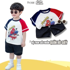  Set bộ tay ngắn bé trai áo thun zaclang họa tiết siêu nhân và quần short 1 tuổi tới 7 tuổi  BERNIE H1024B16