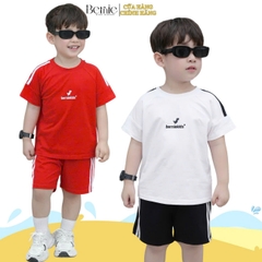 Đồ bộ cộc cho bé trai dáng thể thao viền sọc họa tiết khủng long cho bé từ 9 đến 24kg BERNIE T0225B06