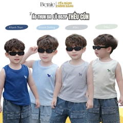 Áo thun áo ba lỗ cho bé trai thun cotton bozip thêu cún dễ thương size 1 đến 7 tuổi BERNIE T0225A24