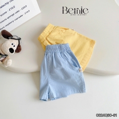 Quần sooc đùi linen kaki mềm bé trai bé gái unisex màu trắng nâu be BERNIE phong cách hàn quốc 7kg đến 30kg