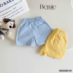 Quần sooc đùi linen kaki mềm bé trai bé gái unisex màu trắng nâu be BERNIE phong cách hàn quốc 7kg đến 30kg