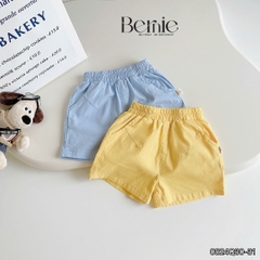 Quần sooc đùi linen kaki mềm bé trai bé gái unisex màu trắng nâu be BERNIE phong cách hàn quốc 7kg đến 30kg