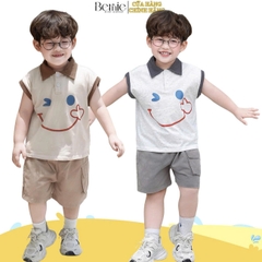 Set bộ polo tanktop phối màu Hi smile cho bé trai kèm quần short kaki phong cách Hàn quốc 9 đến 28kg BERNIE H0425B49