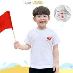 Áo thun tay ngắn unisex cho bé trai bé gái họa tiết in chữ Độc lập - Tự do size 9 tới 25kg BERNIE H0425A57