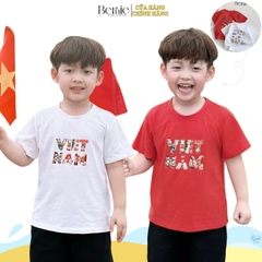 Áo thun tay ngắn unisex cho bé trai bé gái họa tiết in chữ Độc lập - Tự do size 9 tới 25kg BERNIE H0425A57
