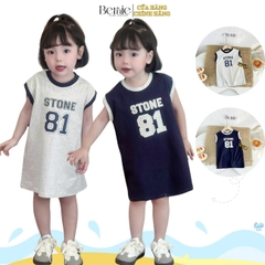 Váy suông thun cotton dáng thể thao cho bé gái đi chơi đi học size 9kg tới 26kg BERNIE 0124V48